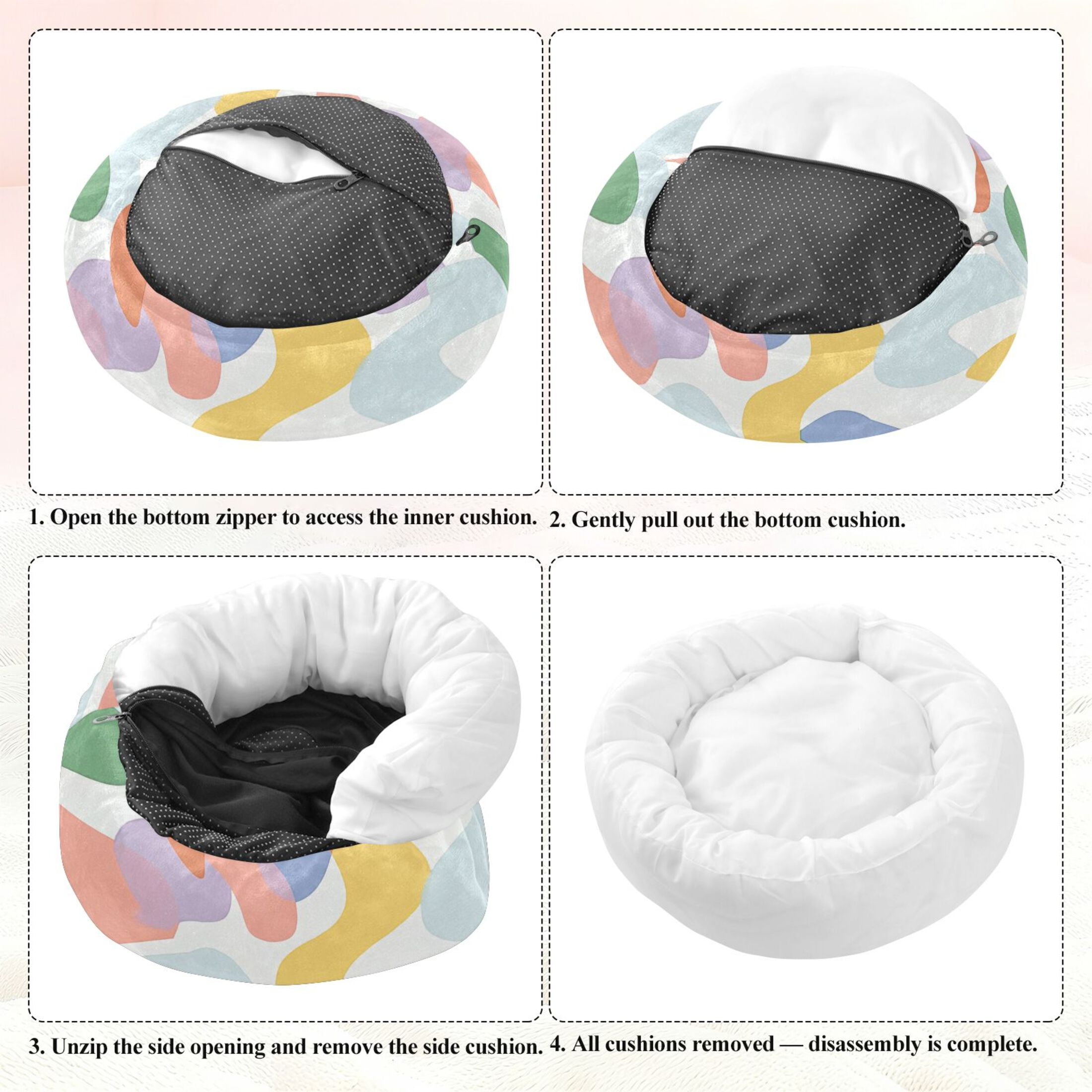 Iauyy Pet Couch Donut Cat Bed for Indoor Cats/Small Dogs Washable & Machine with Non-slip Bottom Calming Cat Furniture, Interesting and Artistic (M)