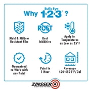 White , Zinsser Flat Bulls Eye 1-2-3 Interior/Exterior Multi-purpose Water-based Primer- Gallon, 1 Pack