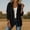 Black women linen blazer a1, variant on Women Linen Blazer Casual Open Front Button Down Fall Fashion Classic Work Office Tops Lightweight Jacket Loose Fit Outfits, Army Green S