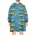 thumbnail image 2 of Wearable Oversized Blanket,Cartoon Construction Vehicles Barriers Wearable Blanket Hoodie for Adults,Cozy Hooded Blankets with Super Pockets,Super Warm Fuzzy Pullover for Women & Men, 2 of 6