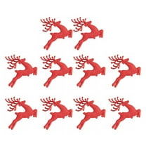 Xinwanna 10Pcs Plastic Reindeer Hanging Ornaments Christmas Tree Glitter Elk Decorations Holiday Party Xmas Gifts (Red)