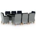 thumbnail image 1 of vidaXL 9 Piece Outdoor Dining Set with Cushions Poly Rattan Light Grey, 1 of 5