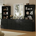 thumbnail image 4 of RichYa 4Pcs Kitchen Pantry Storage Cabinet Set,Modular Furniture Cabinets with Drawers,Hutch Buffet Cabinet with Doors for Dining Room,Black, 4 of 11