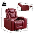 thumbnail image 6 of Bonzy Home Power Recliner Chair with USB Ports and Cup Holders - Overstuffed Electric Home Theater Seating PU Leather Reclining Furniture with Hidden Arm Storage - Red, 6 of 9