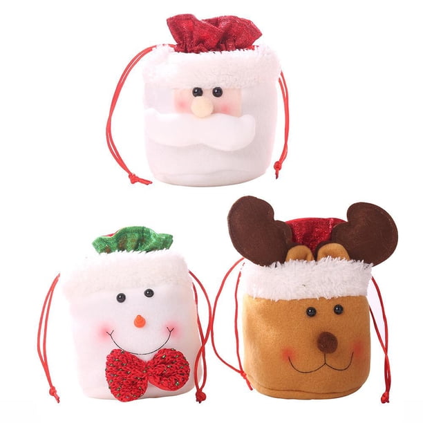 De Dulces De Navidad, Bolsas De Manzana, Lindo Muñeco De Nieve, Papá Noel, Ciervo, Bolsas De Regalo Para Festivales Y Decoraciones. 3 Bolsas seitruly HA045212-01