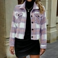 thumbnail image 2 of Heiheiup Women's Casual Fashion Jacket Short Plaid Fleece Button New Woolen Jacket Jacket Jacket, 2 of 9