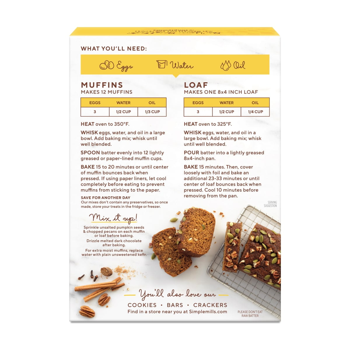 (2 pack) Simple Mills Almond Flour Pumpkin Muffin and Bread Mix, Gluten-Free Baking Mix, 9 oz Box