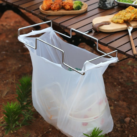 MERRYHAPY Metal Camping Table Trash Bag Holder Rack for Hanging Garbage Bags Picnic Table Accessory