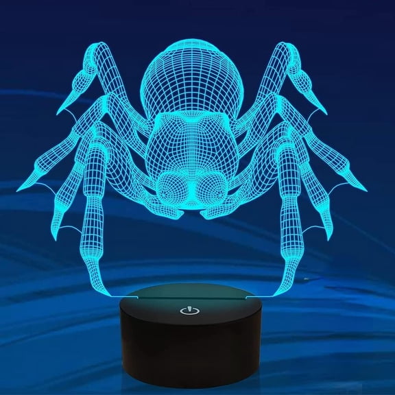YSTIAN Spider 3D Night Light for Kids Illusion Lamp 16 Colors Changing with Remote Dimmer Halloween Birthday Decor Gift for Toddlers Decoración De Dormitorio De Luz De Noche Led