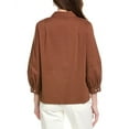 thumbnail image 2 of Foxcroft womens  Frankie Stretch Popover Shirt, l, Brown, 2 of 3