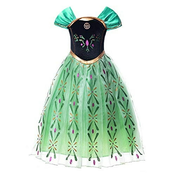 JerrisApparel Disfraz de Princesa para Niñas, Fiesta de Nieve, Halloween, Cosplay (6, Verd JerrisApparel JerrisApparel
