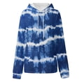 thumbnail image 4 of Women Dressy Blouses Fall Loose Fit Hooded Long Sleeve Cap Cold Shoulder with Pocket Tie Dye Printed Leisure Cotton Hoodies Sweatshirts(Blue,XL), 4 of 5