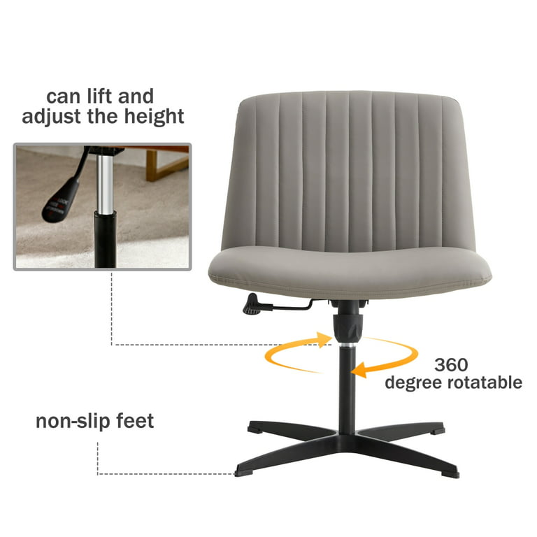 GZMR Gray Upholstered Office Chair Armless with Wood Legs