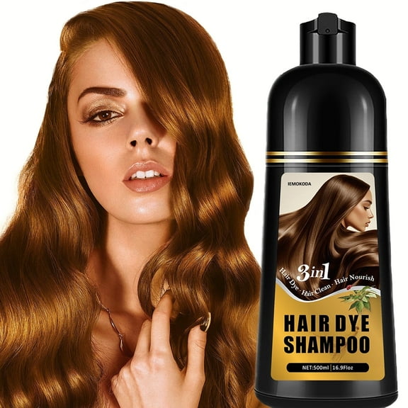 Hair Dye Shampoo 3in1, Blonde Golden Brown Instant Hair Color Dye Shampoo For Women Men, Long-lasting Hair Color Shampoo With Conditioner, Champu Con Tinte Para Canas,Unisex Gentle Formula,16.9 floz