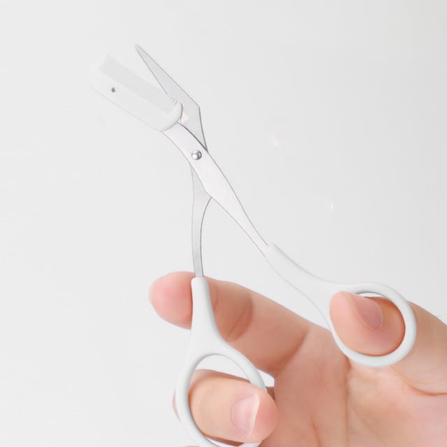 Tijeras profesionales para recortar cejas con protector de peine, herramienta de aseo de cejas de precisión de 5,11 pulgadas para principiantes, mango ergonómico, estuche de viaje incluido