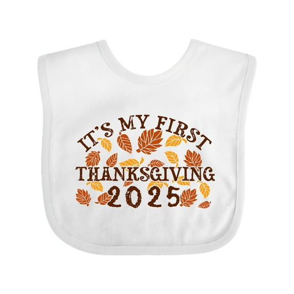 Inktastic It's My First Thanksgiving 2025 Boys or Girls Baby Bib