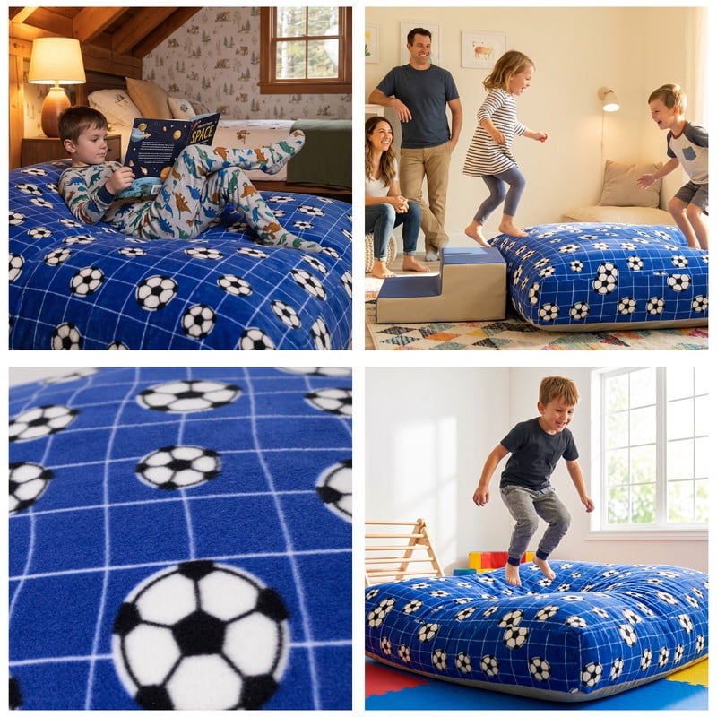 Sensory Crash Pad for Kids & Adults,Soft Landing Crash Mat with Foam Blocks,Removable and Washable Cover,Non-Slip Bottom for Jumping, Relaxing & Play,36" x 36"