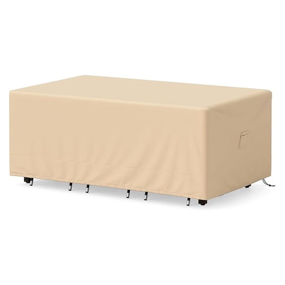 WDZS Patio Furniture Covers, Outdoor Table Cover Waterproof with Padded Handle & Click-Close Straps, Air Vent, Heavy Duty PU, Rectangle Patio Cover for Outdoor Furniture, 90" W x 50" D x 32" H