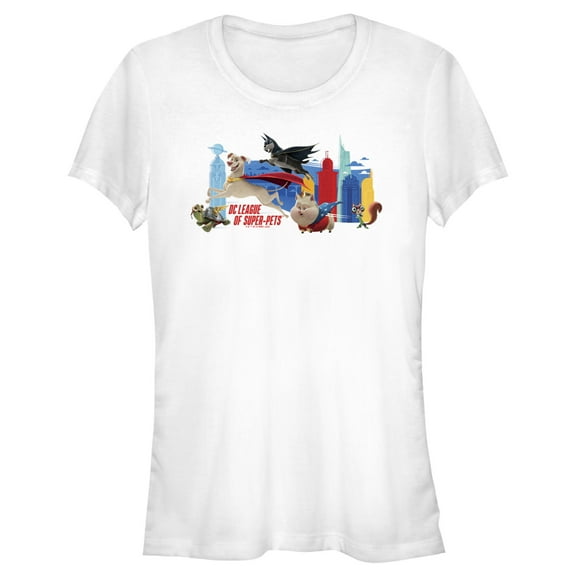 Junior's DC League of Super-Pets Metropolis Groupshot Graphic Tee White Large