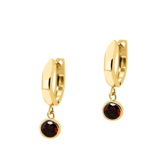 14K Solid Yellow Gold Bezel Set Gemstone Dangle Earrings In Women Jewelry Wedding Engagement