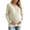 thumbnail image 7 of Noric Women Maternity Long Sleeve Striped T-Shirt Casual Henley Neck Tops for Pregnancy Fall Winter Daily Wear, 7 of 7