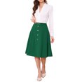 thumbnail image 2 of INSPIRE CHIC A-Line Midi Pleated Skirt for Women's Vintage Work High Waist Flare Business Skirts XL Dark Green, 2 of 6