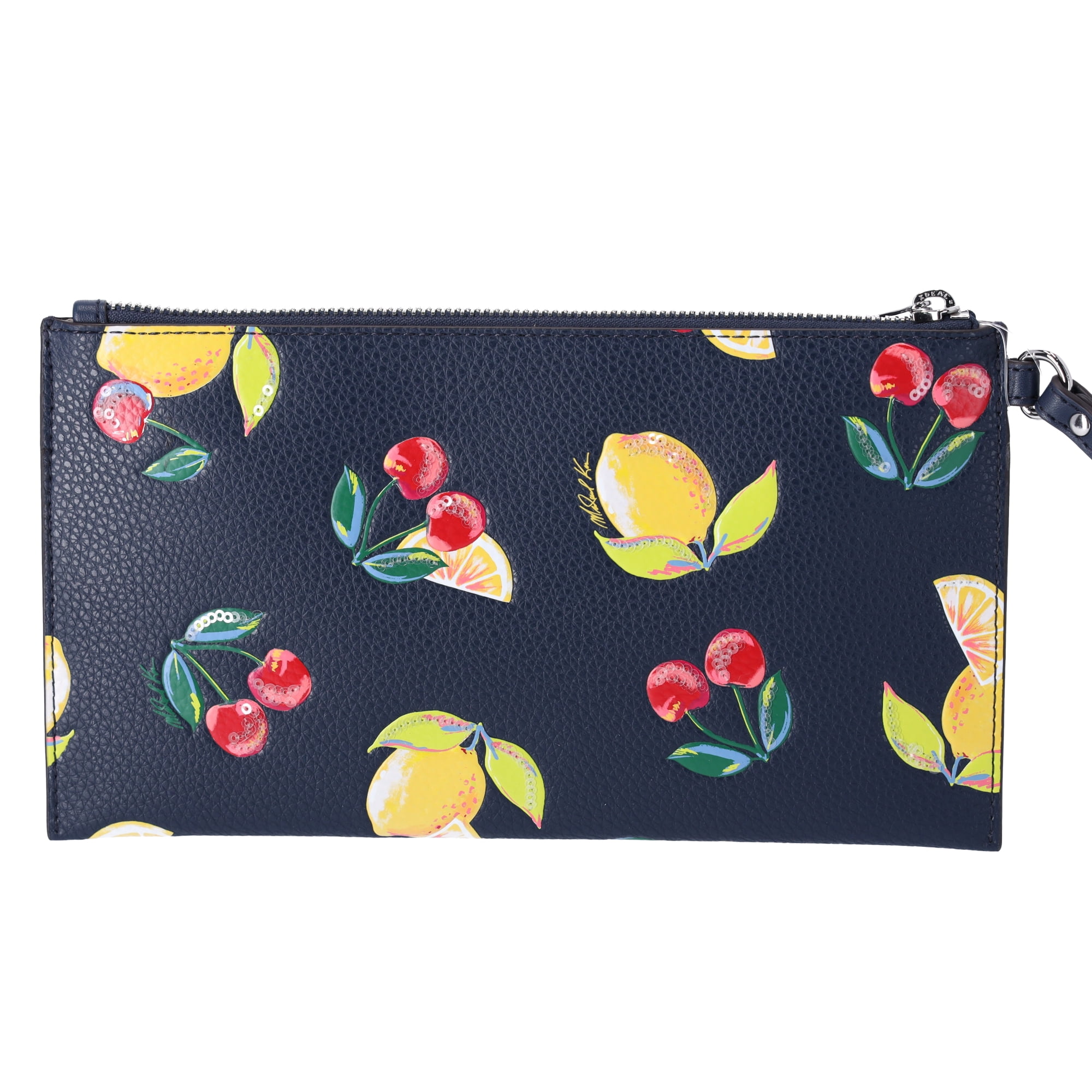 Michael Kors Women's Jet Set Travel Large Sequined Fruit Print Wristlet Navy 35T4STVW3L-Navy
