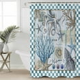 thumbnail image 2 of 72x78 Inch Shower Curtain Blue Beach Coastal Bathroom Decor Waterproof Fabric Bathtub Bath Curtains Decorative Nautical Seaside Coral Starfish Extra Long Shower Curtain Set with Hooks, 2 of 6
