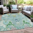 thumbnail image 5 of HomeRoots 626307 10 x 14 ft. Teal Blue Yellow & Green Floral Washable Transitional Indoor & Outdoor Rectangle Area Rug, 5 of 9