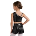 thumbnail image 5 of iiniim Girls Metallic Ballroom Latin Dance Dress Tassel Crop Top and Fringe Skirted Shorts 2 Piece Outfit Black 8, 5 of 7