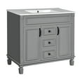 thumbnail image 3 of Bathroom Vanity With Top Sink - 36" Grey Cabinet Ergonomic Design Enhance Your Comfort Modern Ample Space Store All Necessities, 3 of 7