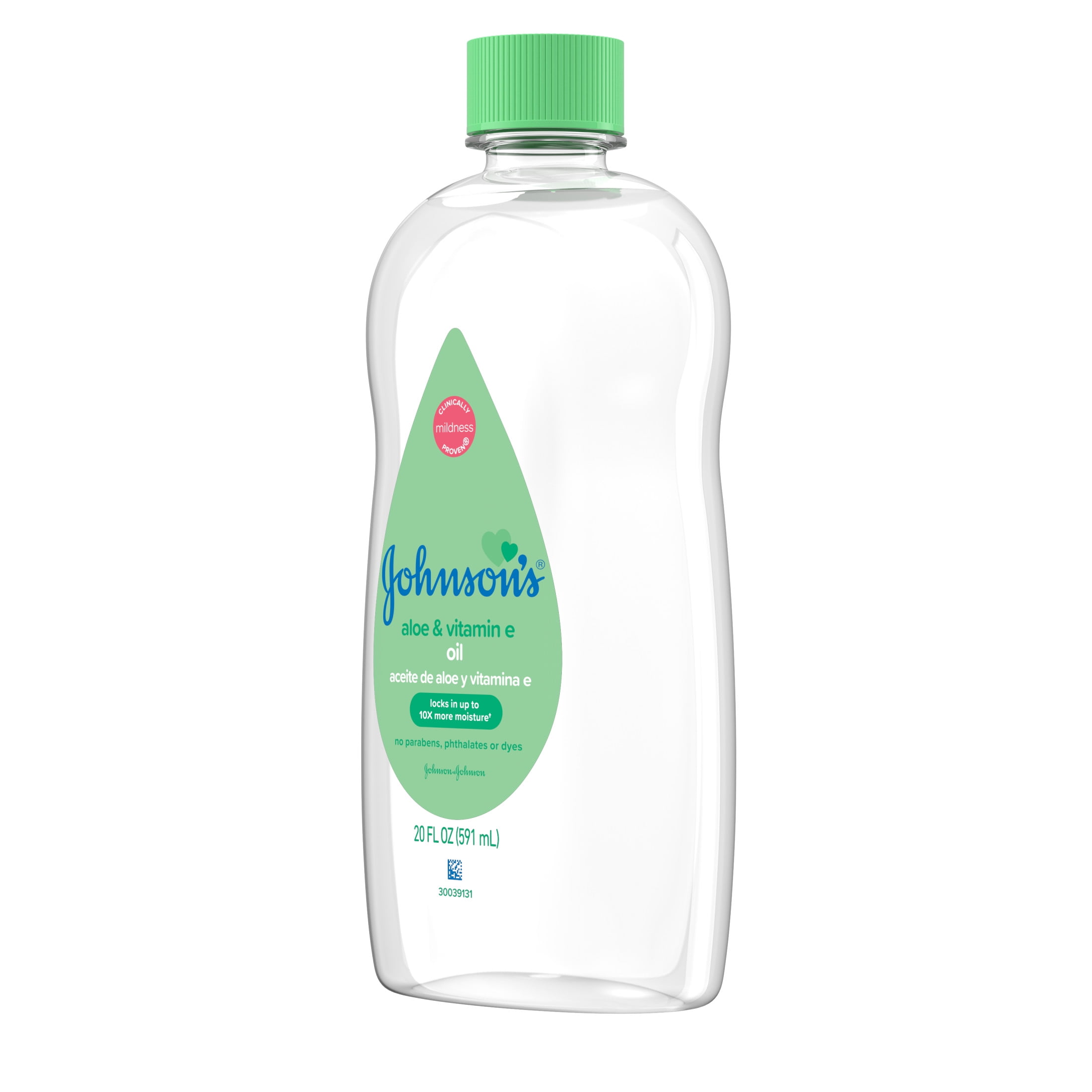 Johnson's Baby Oil, Mineral Oil with Aloe Vera & Vitamin E, 20 fl. oz