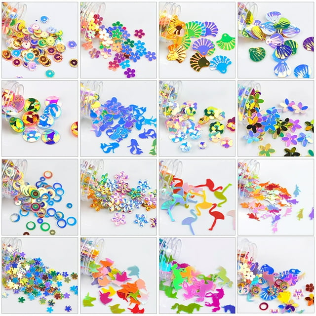Nail Art Charms Metallic 9 Bottles Plastic 3D Nail Decorations Manicure Jewels
