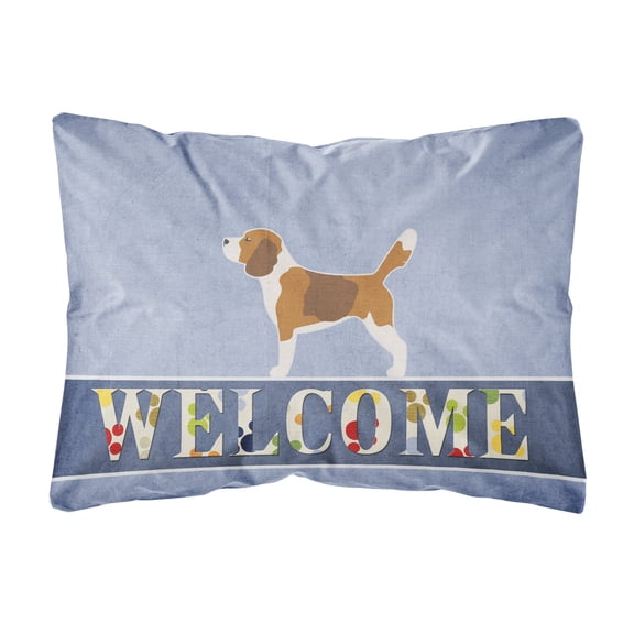 Carolines Treasures Beagle Welcome Canvas Fabric Decorative Pillow 12H x16W multicolor