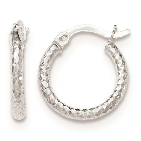 hoop earrings diamond cut silver 17mm 2mm polished sterling