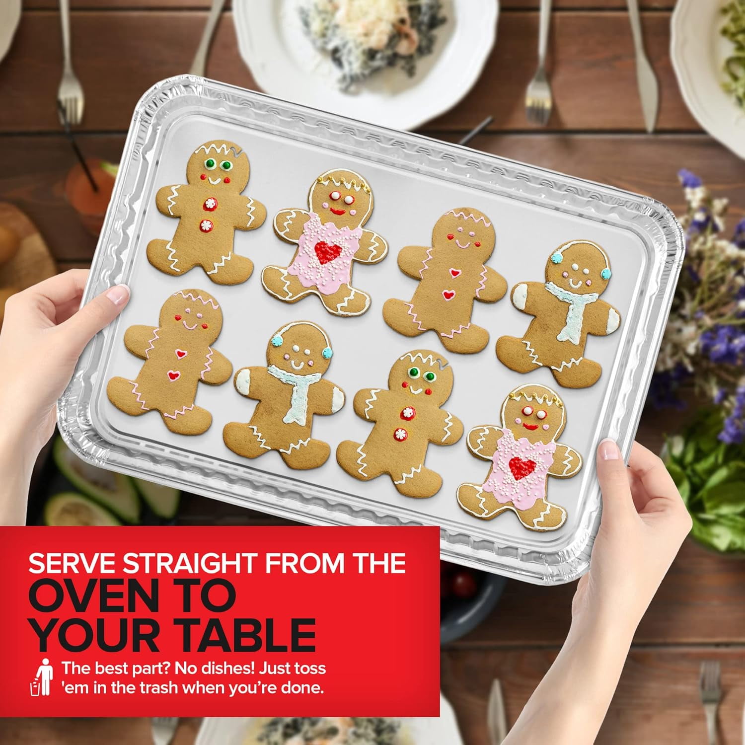 Disposable Cookie Sheets for Baking (30-Pack) Aluminum Trays, Foil Pans, Shallow Sheet Pan for Cooking Thin Crust Pizza, Brownie Tins, Oven Liners