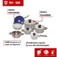 thumbnail image 2 of Batería De Acero Inoxidable Royal Haus 12 Pz con Sartén Marmoleado, 2 of 9