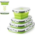 thumbnail image 1 of 4 PCS Folding Silicone Lunch Box Retractable Silicone Food Containers Retractable Lunch Bento Box Food Storage Silicone Box Storage (Green), 1 of 5