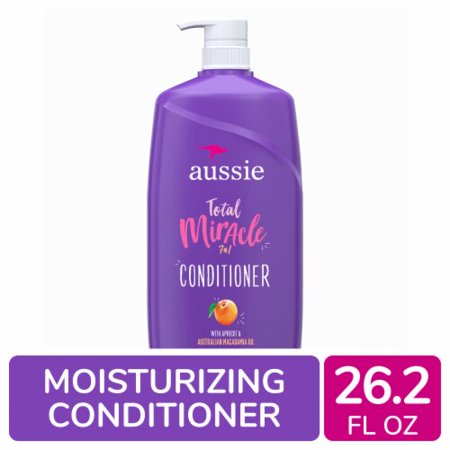 Aussie Total Miracle Conditioner with Apricot and Macadamia Oil Paraben Free for Dry Damaged Hair 26.2 fl oz Packaging May Vary