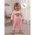 thumbnail image 4 of BemeyourBBs Mama's Girl Outfits Newborn Baby Girl Rib Kniited Romper with Headband Long Sleeve Letter Ruffle Jumpsuit, 4 of 9