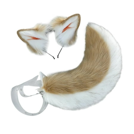 2 Pieces Dog Ears And Tail Set Hair Hoop Anime Cosplay Props Simulation