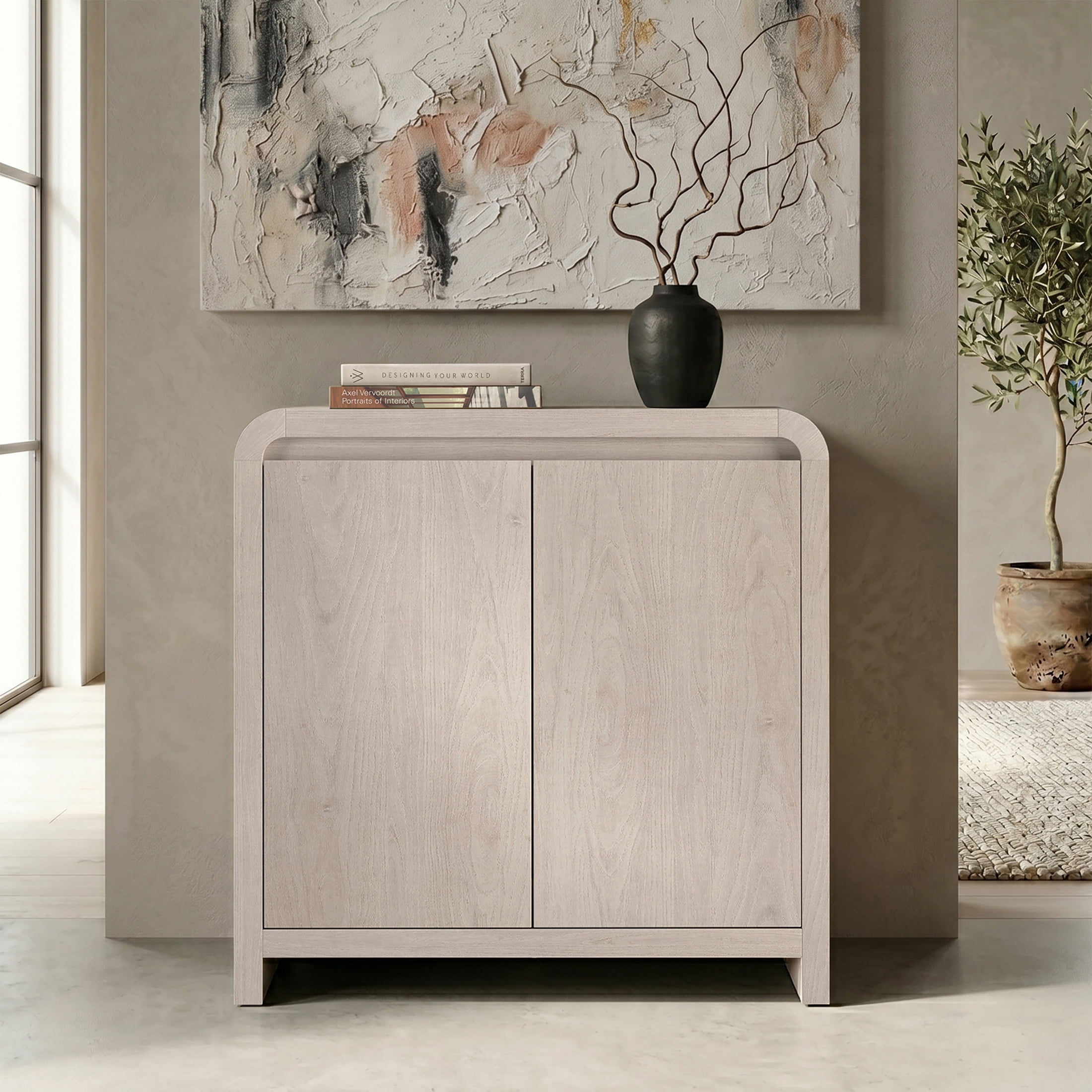 Evelyn&Zoe Modern/Contemporary 32" Wide Alder White Accent Cabinet