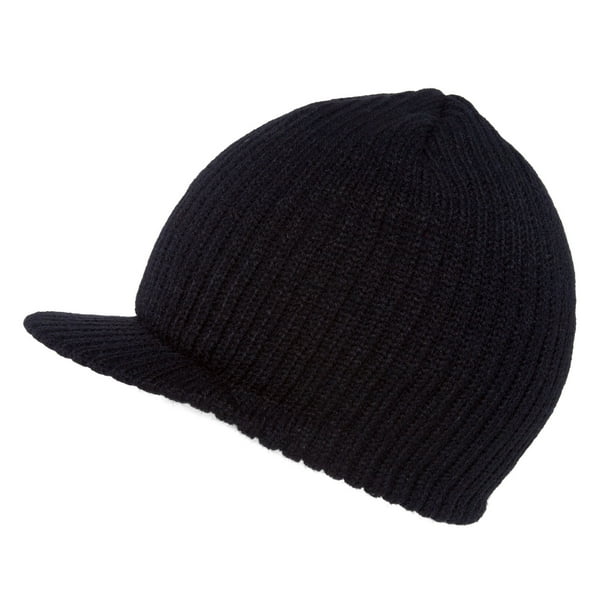 Magic Cuffless Black Blank Beanie Visor Skull Cap HAT Black Knit