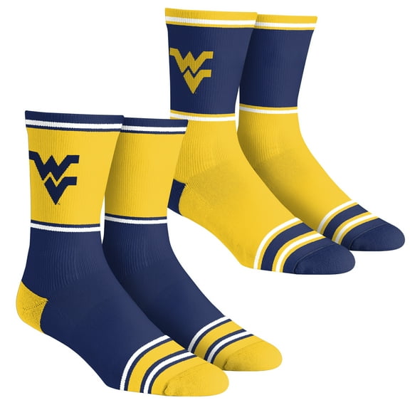 Unisex Rock Em Socks  West Virginia Mountaineers 2-Pack Color Block Crew Socks Set