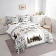 thumbnail image 3 of Manfei Safari Moose 7-Piece Twin Bedding Sets,Rustic Adventure Game Bedding Comforter Set,Gray White Plaid Sheet Sets For Boys Teens,Microfiber Bedroom Decor Reversible, 3 of 8