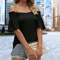 thumbnail image 1 of Camisa De Viaje Camisa de viaje para mujer, camiseta informal con cuello en V a la moda para ir de compras (negro L) Cgtredaw para Mujer Negro T XL, 1 of 6