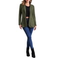 thumbnail image 2 of INSPIRE CHIC Women's Blazer Lapel Collar One Button Faux Suede Dressy Suit Jacket L Army Green, 2 of 5