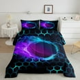 thumbnail image 2 of Castle Fairy Boys Ice Hockey 3pcs King Size Comforter Sets,Geometric Honeycomb Bedding Comforter Set,Abstract Lightning Super Cozy Bedding Set,Microfiber Sport Theme Bedroom Decor,Reversible, 2 of 8