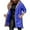 Blue, variant on Women's Hooded Patchwork Jacket Solid Color Casual Loose Fit Long Sleeve Corduroy Coat Boho Style Outerwear