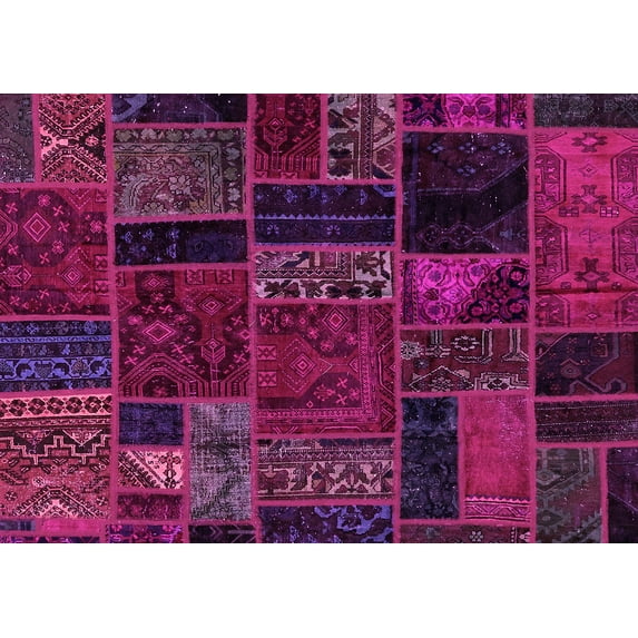 Ahgly Company Indoor Rectangle Oriental Pink Modern Area Rugs, 5' x 7'